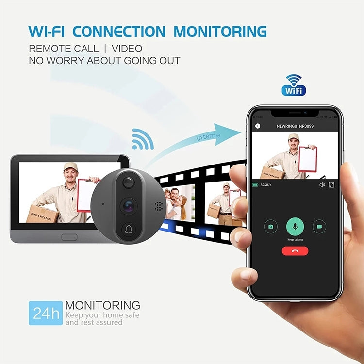 R9 4.3 inch WiFi Smart Video Visual Electronic Peephole Doorbell, R9 R9 4.3 inch WiFi Smart Video Visual Electronic Peephole Doorbell, R9